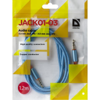 Аудио-кабель Defender JACK01-03 Синий JACK M-JACK M, 1,2м 87512