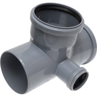 Канализационная крестовина RTP с выходом вперед на 87.5 градусов, 110/110/50, серый 36541