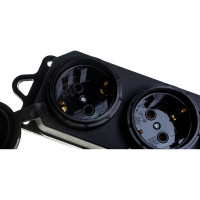 Розеточная колодка General Lighting Systems GSB-16-3-G-IP44 (16 А, 3 места, с/з, IP44, черная, каучук) 470028