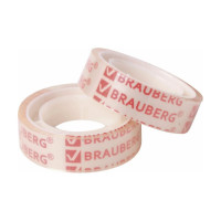 Канцелярская клейкая лента BRAUBERG 12 мм х 10 м, 12 шт., прозрачная 223122