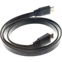 Кабель Cablexpert HDMI 1м v2.0 19M/19M медь, позол.разъемы, экран, плоский кабель черный CC-HDMI4F-1M