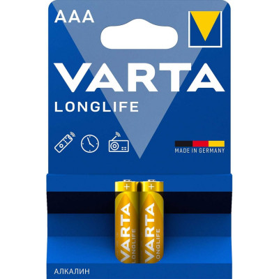 Батарейка Varta LONGLIFE LR03 AAA BL2 Alkaline 1.5V (4103) 4103101412 RPL00768
