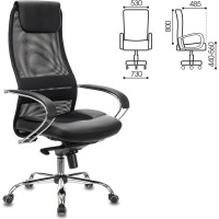 Офисное кресло BRABIX PREMIUM Stalker EX-609 PRO, хром, мультиблок,ткань-сетка/экокожа,черное 532416