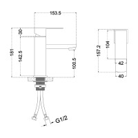 Смеситель для умывальника MELANA Cubo нерж.сталь, однорычажный, сатин, литой излив 610201
