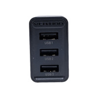 Сетевое зарядное устройство VENTION на 3 порта USB 2.4A, черный, 1 шт. FEAB0-EU