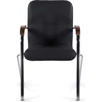 Кресло BRABIX Samba Cf-105 Box-2 хромированный каркас, накладки орех, кожзам черный 532761