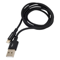 Дата-кабель More Choice USB 2.1A для Lightning 8-pin нейлон 1м K12i Black