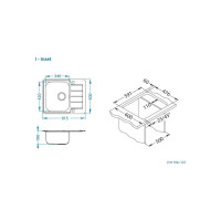 Мойка ALVEUS line max 110 sat-90 615x500 в комплекте с сифоном 1144603