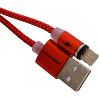 Дата-кабель More Choice Smart USB 2.4A для Lightning 8-pin Magnetic нейлон 1м K61Si Red
