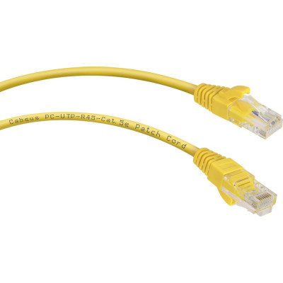 Неэкранированный патч-корд Cabeus PC-UTP-RJ45-Cat.5e-5m-YL-LSZH