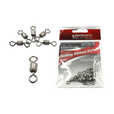 Namazu Вертлюг rolling ribbed swivel, латунь, цв. bn, р. 4/0, test-125 кг (уп.5 шт) N-FT-RRS4/0