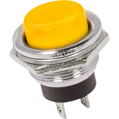 REXANT Выключатель-кнопка металл 250v 2а (2с) off-(on) ?16.2 желтая (rwd-306) 36-3354