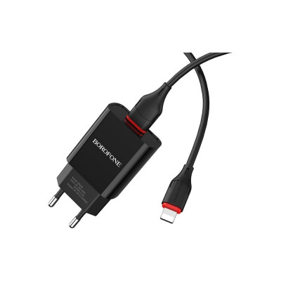 Borofone Сетевое ЗУ BA20A, 1хUSB-А + кабель AM-8pin Lightning, 1 м, черный 23752-BA20ABKI