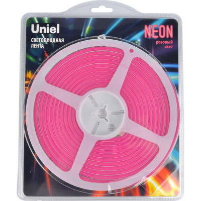 Гибкая светодиодная лента Uniel NEON ULS-N01-2835-120LED/m-6mm-IP67-DC12V-9W/m-5M-PINK UL-00009090