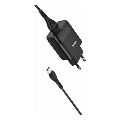 Hoco Сзу c72q glorious 1xusb, 3а, 18w, qc3.0 + usb кабель type-c, 1м (черный) 0L-MG-WF334