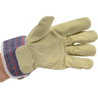 Комбинированные кожаные перчатки STAYER из спилка с тиснением 1131-XL