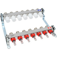 Коллекторная группа 1х3/4, 7 выходов, с расходомерами и термостатическими вентилями, нерж. сталь Uni-Fitt 450I4307