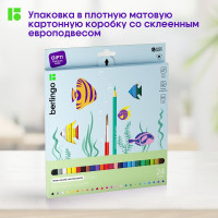 Акварельные карандаши BERLINGO SuperSoft. Рыбки, 24 цвета+кисть, трехгранные, заточенные SSA1724