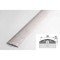 Порог прямой скрытый алюминиевый (35 мм; 0.9 м; декоративный; ясень белый) Лука УТ000023174