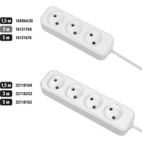 Удлинитель сетевой TDM ELECTRIC 3 розетки, 3 метра, без заземления, ШВВП 2х0,75 мм2 6А 250В SQ1303-1201