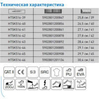 Рабочие ботинки HOEGERT TECHNIK ZORGE, металл, категория S3, размер 44 HT5K516-44