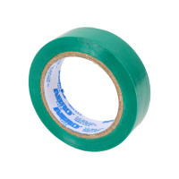 Изолента ABRO ПВХ, зеленая, устойчива к растяжению, 15 мм х 9,1 м ET-912-15-9-GRN-RW