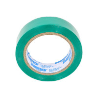 Изолента ABRO ПВХ, зеленая, устойчива к растяжению, 15 мм х 9,1 м ET-912-15-9-GRN-RW