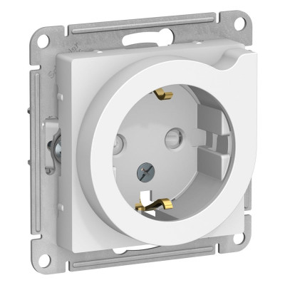 Розетка Systeme Electric AtlasDesign Бел с/з со шторками с выталк., 16А, механизм SE ATN000147