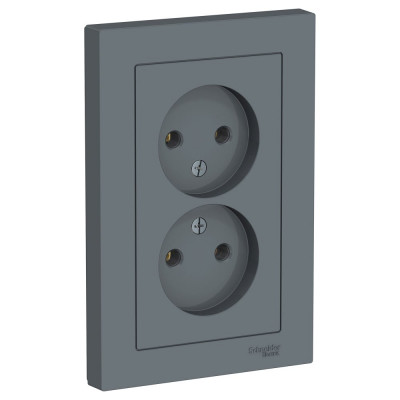 Розетка Systeme Electric AtlasDesign Грифель б/з двойная, 16А, в сборе SE ATN000720