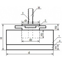 Виброопора регулируемая S78-8 (0.5 т; 80 мм; М12x70) TLX 65123