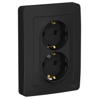 Розетка Systeme Electric Blanca внутр Антрацит 2-ая с/з без шторок, 16А, 250В SE BLNRS001026