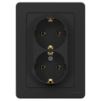 Розетка Systeme Electric Blanca внутр Антрацит 2-ая с/з без шторок, 16А, 250В SE BLNRS001026