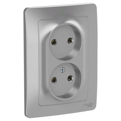 Розетка Systeme Electric Blanca внутр Алюминий 2-ая б/з без шторок, 16А, 250В SE BLNRS000023