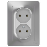 Розетка Systeme Electric Blanca внутр Алюминий 2-ая б/з без шторок, 16А, 250В SE BLNRS000023