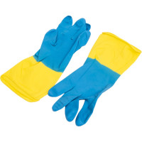 Хозяйственные латексные перчатки Komfi БИКОЛОР XL, синий+желтый 126924