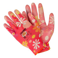 Перчатки для садовых работ Fiberon полиэстер, нитриловое покрытие, в и/у, 8(M), разноцветные, микс цветов 119184
