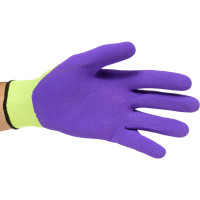 Суперкомфортные перчатки Fiberon полиэстер, покрытие Sandy Latex, в и/у, 9(L), салатовый+фиолетовый, 120870