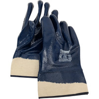 Перчатки Fiberon Повышенная стойкость к загрязнениям, хлопок+полиэстер, нитриловое покрытие, в и/у, 10(XL), белый+синий, манжета-крага 109982