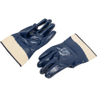 Перчатки Fiberon Повышенная стойкость к загрязнениям, хлопок+полиэстер, нитриловое покрытие, в и/у, 10(XL), белый+синий, манжета-крага 109982