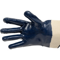 Перчатки Fiberon Повышенная стойкость к загрязнениям, хлопок+полиэстер, нитриловое покрытие, в и/у, 10(XL), белый+синий, манжета-крага 109982