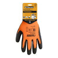 Утепленные перчатки Fiberon, акрил, вспененное латексное покрытие, в и/у, 10(XL), оранжевый+черный, 127858