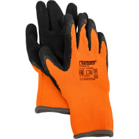 Утепленные перчатки Fiberon, акрил, вспененное латексное покрытие, в и/у, 10(XL), оранжевый+черный, 127858
