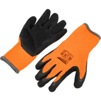 Утепленные перчатки Fiberon, акрил, вспененное латексное покрытие, в и/у, 10(XL), оранжевый+черный, 127858