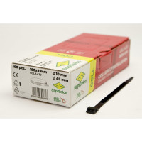 Стяжки с одинарной горизонтальной головкой SapiSelco черного цвета, 9x180 мм, полиамид 6.6, уп. 100 шт. COL.3.420