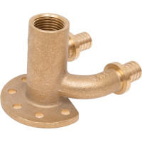 Аксиальное двойное настенное колено MVI с внутренней резьбой 16x1/2"х16, латунь SF.635.040404