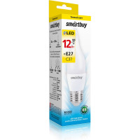 Светодиодная LED лампа Smartbuy Свеча на ветру матовая C37-12W00/E27 SBL-C37Can-12-30K-E27