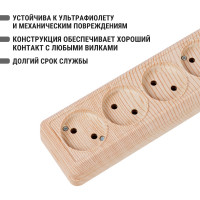 Горизонтальная 4-х местная розетка TDM ELECTRIC 2П открытой установки IP20 10A сосна Ладога SQ1801-0428