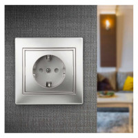 Розетка Intro Plano 1-202-03 с заземлением 2P+E Schuko, 16А-250В, IP20, СУ, алюминий, Б0053878