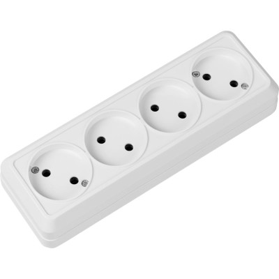 4-х местная горизонтальная розетка TDM ELECTRIC 2П открытой установки IP20 10A белая "Ладога" SQ1801-0128