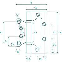 Петля накладная VETTORE FLUSH 100×75×2.5mm CP Хром, 2шт 20634